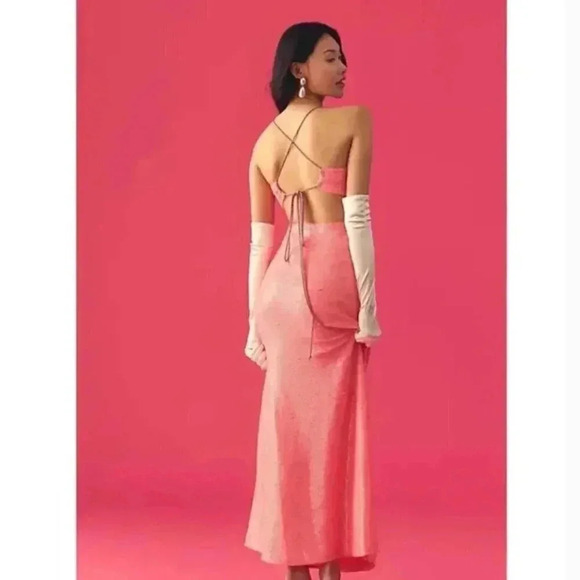 NWT Anthropologie Love The Label Sequin Scoop-Neck Cutout Barbie Dress Medium - Picture 3 of 15